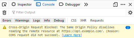 CORS warning in F12 console