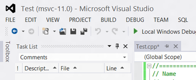 Visual Studio 2012 menus
