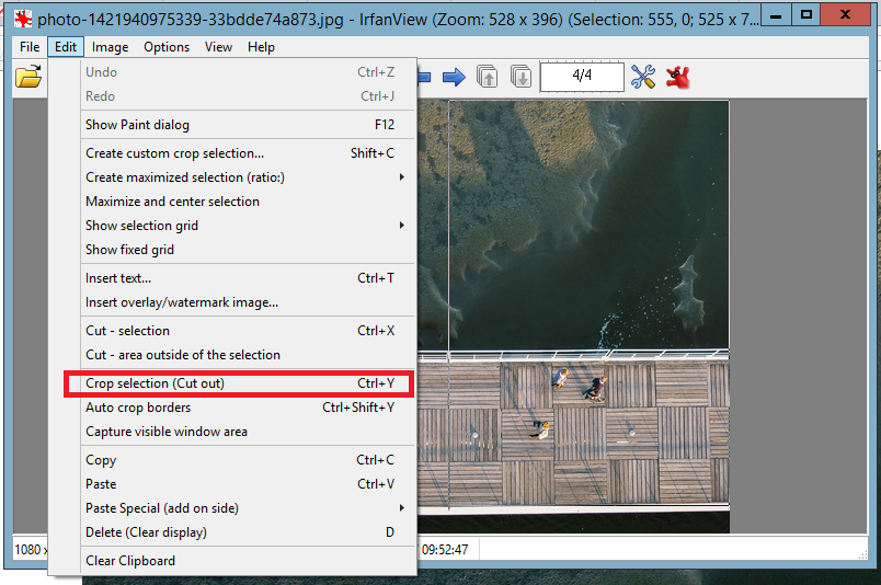 Crop selection in Irfanview