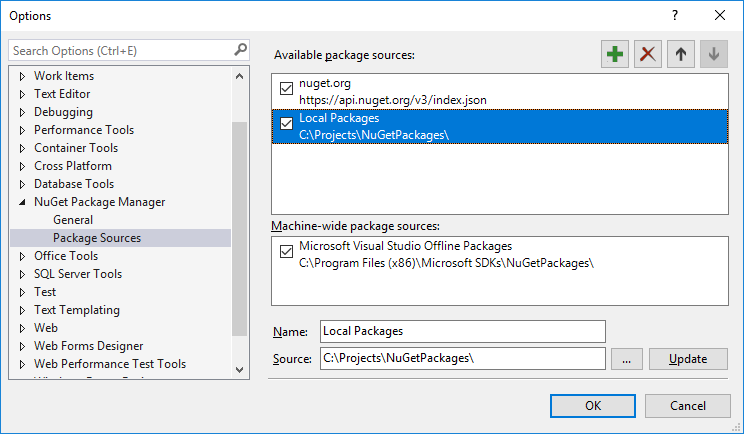 Setting up a package source