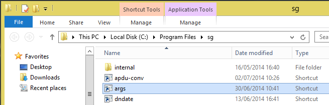 Program shortcuts in situ