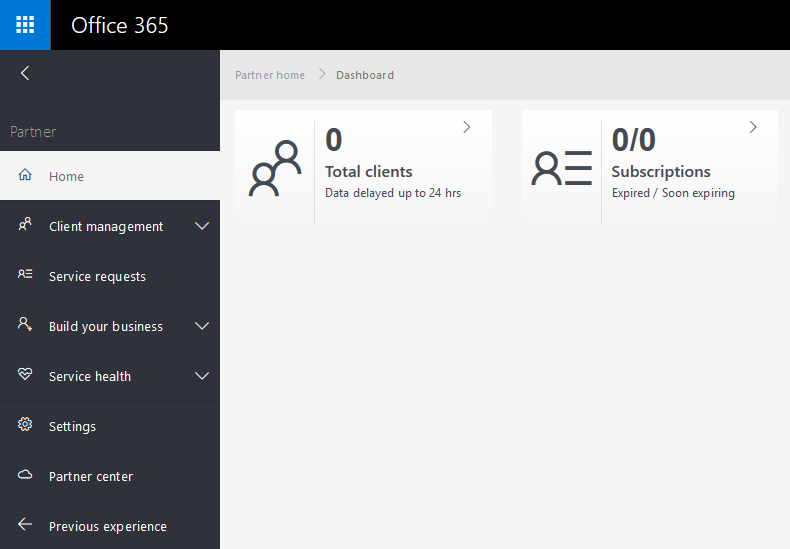 Screenshot of Partner Admin Center