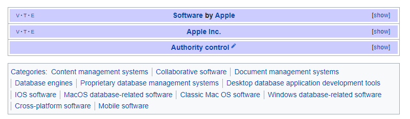 Footer of a Wikipedia page showing categories and template boxes